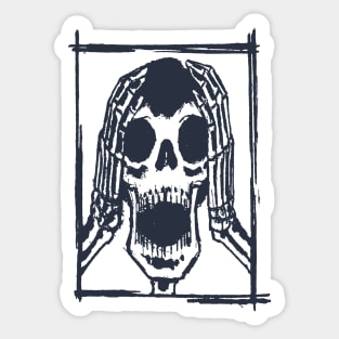 Screaming Skull Ink Art Tattoo Retro Black Sticker